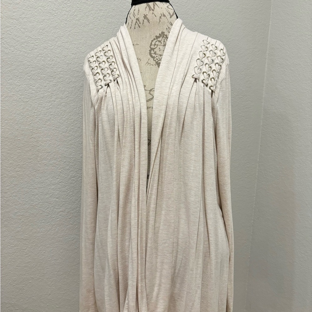 BELLDINI Women's Cardigan Long Sleeve Open Front  Braided Embellishment Size L